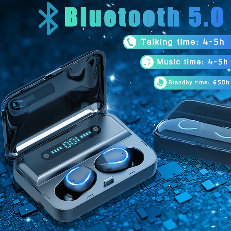 TWS F9-5 мини беспроводной Bluetooth 5,0 наушники бинауральные с светодиодный цифровой дисплей подвижный внешний аккумулятор портативный хороший для привода