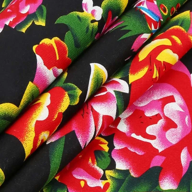 100% хлопок красивые цветы Пион Феникс Печать Apperal Ткань Одежда Ремесло Материал