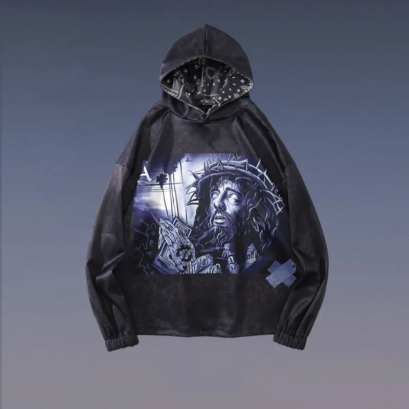 

High Street Trendyol Goethe Oversized Hoodie Men Hip Hop Streetwear Harajuku Essentials Vintage Clothing Women's Men's