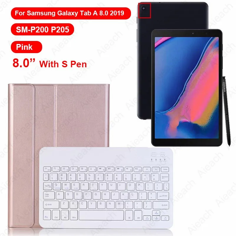 A 8.0 2019 Pink Чехол для samsung Galaxy A 10,1 8,0 A 10,5 чехол s Беспроводной Bluetooth клавиатура полное покрытие для samsung S5e S4 чехол - Цвет: A 8.0 2019 Pink