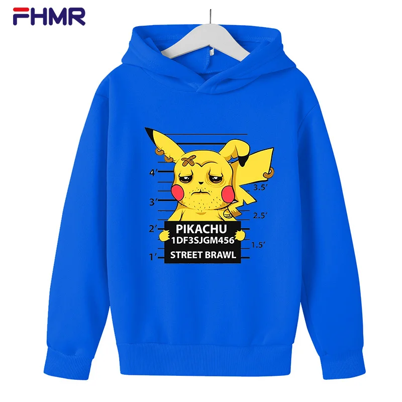 Fashion 2D  Pikachu print boys girls Hoodie sweater pocket hip hop style outdoor leisure
