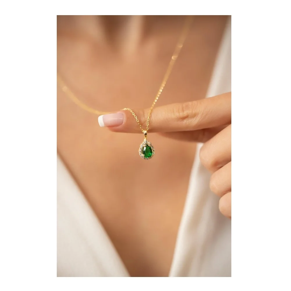 Стерлинговое серебро 925 пробы крошечный узор в виде капли изумрудный камень