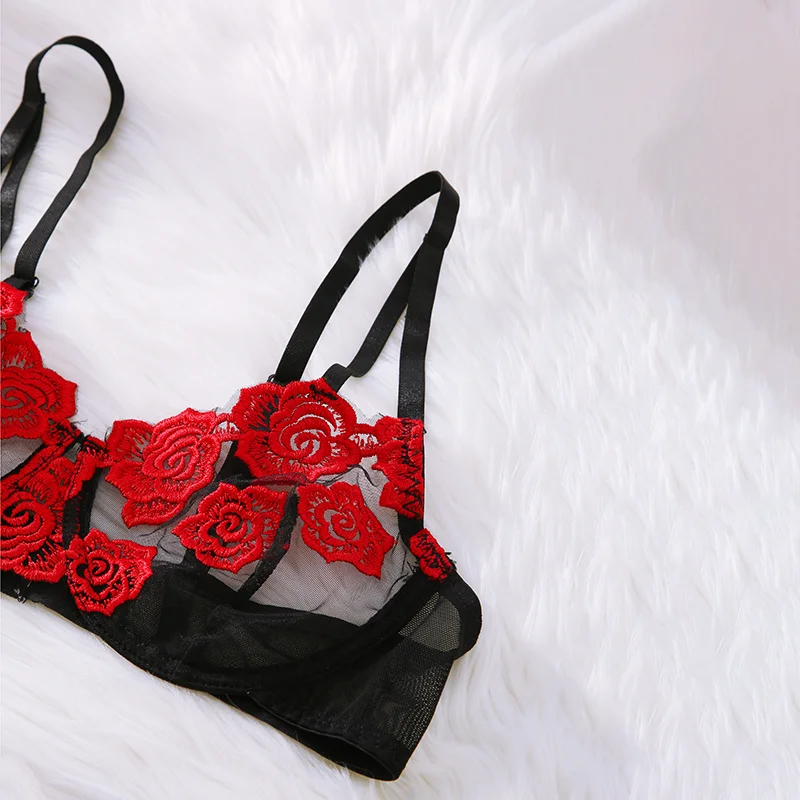 Комплект женского сексуального нижнего белья кружевные бюстгальтеры пуш-ап с