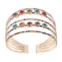 hocole luxury crystal imitation pearl bracelet multilayer stretchable pearl rhinestone bracelet for women bridal wedding party