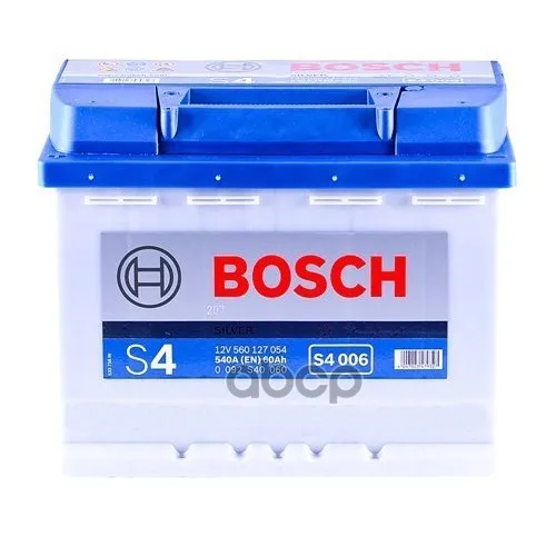 Аккумулятор S4 Silver 1 Шт. 60а/Ч Прямая Полярность Bosch арт. 0092S40060|Моторный отсек| |