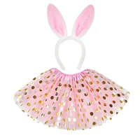 princess birthday easter party costume rabbit bunny ears headband with tutu skirt sets