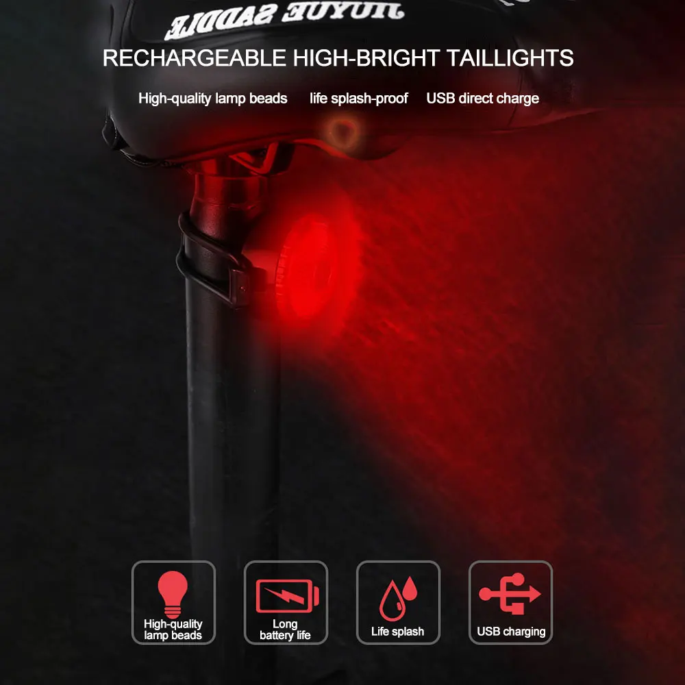 

350mAh Bicycle Rear Light IP67 Waterproof USB Rechargeable Bike Taillight 3 Modes 100LM Bicycle Light for Safety Cycling