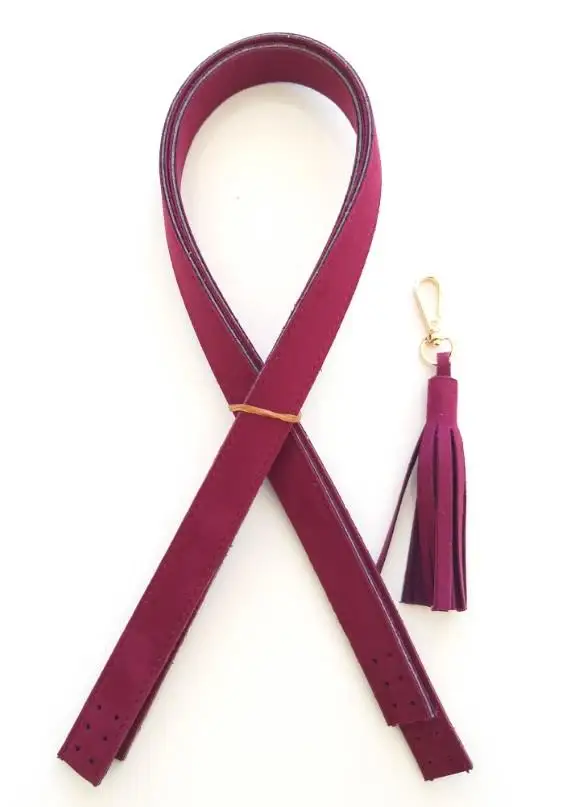 Замша из искусственной кожи бордового цвета с двойной ручкой 70x2 см|Вязание| |