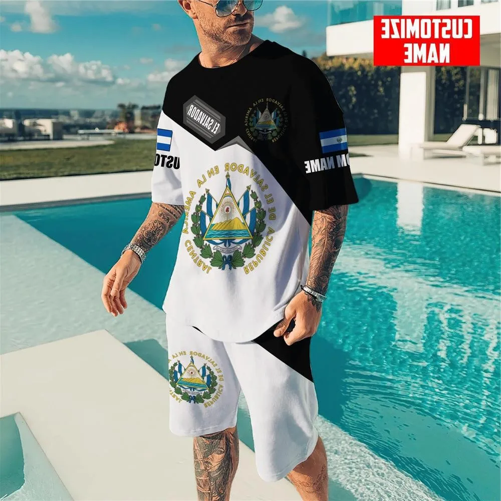 

Summer hip hop street trendy 3D printed new trend men's suit 2 casual O collar shirt + men's sportswear shorts