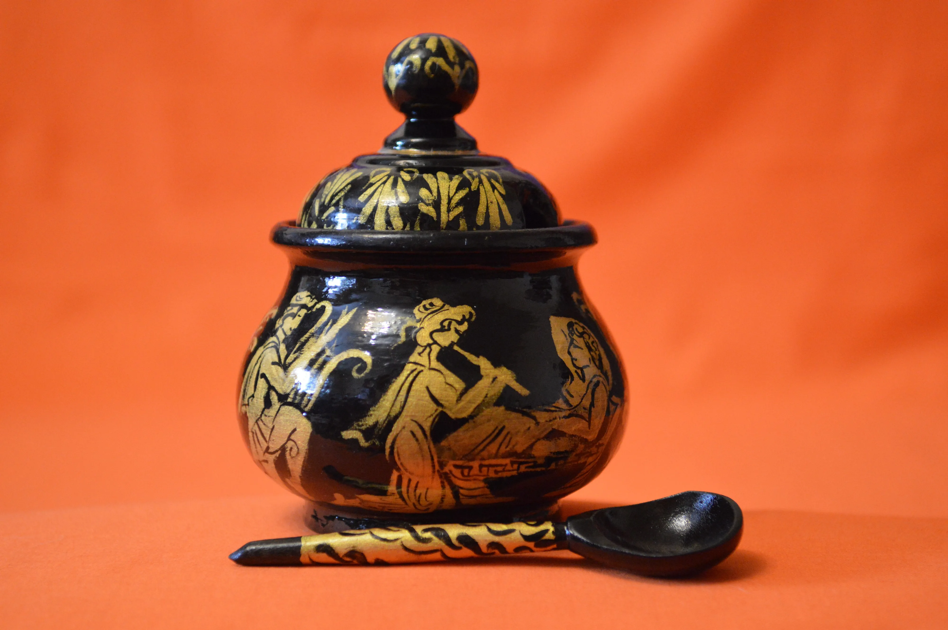 Sugar bowl Gift Russian Souvenir Ancient Greek ornament Unusual dining room &amp kitchen decor Author's hand-painted Exclusive |