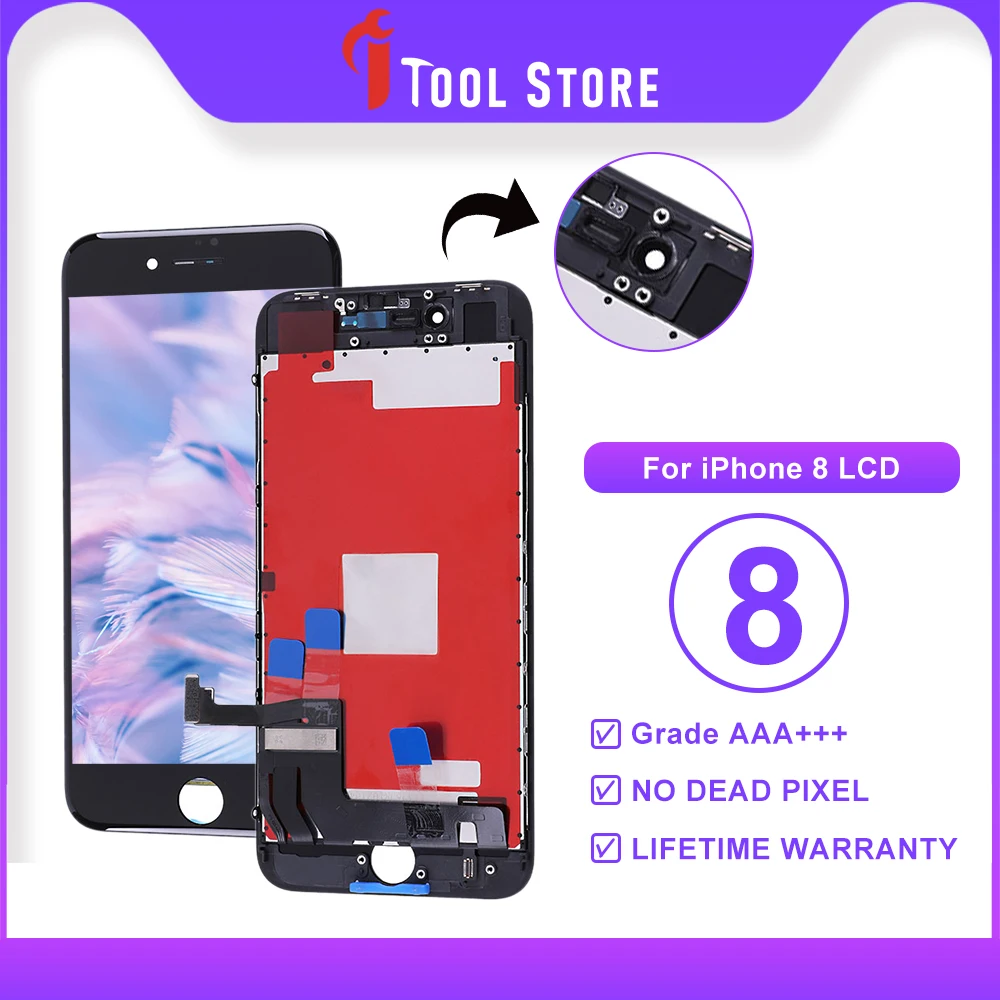 

ЖК-дисплей с 3D сенсорным экраном и дигитайзером в сборе для iPhone 8, дисплей без битых пикселей, яркость OEM, класс AAA +++