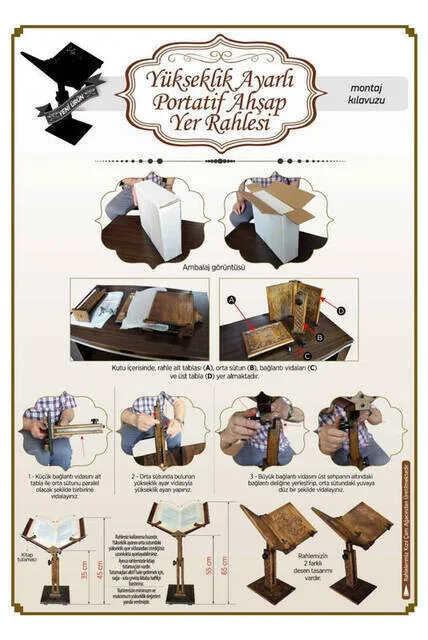 

Woden Adjustable Prayer Quran Holder Stand Ramadan Gift Rihal Rehal Wooden Carved Gift Quran and Laptop Priest