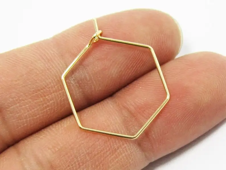 Серьги Обручи с шестигранным покрытием из латуни 18 К 6 шт. 26 5x20 мм геометрические