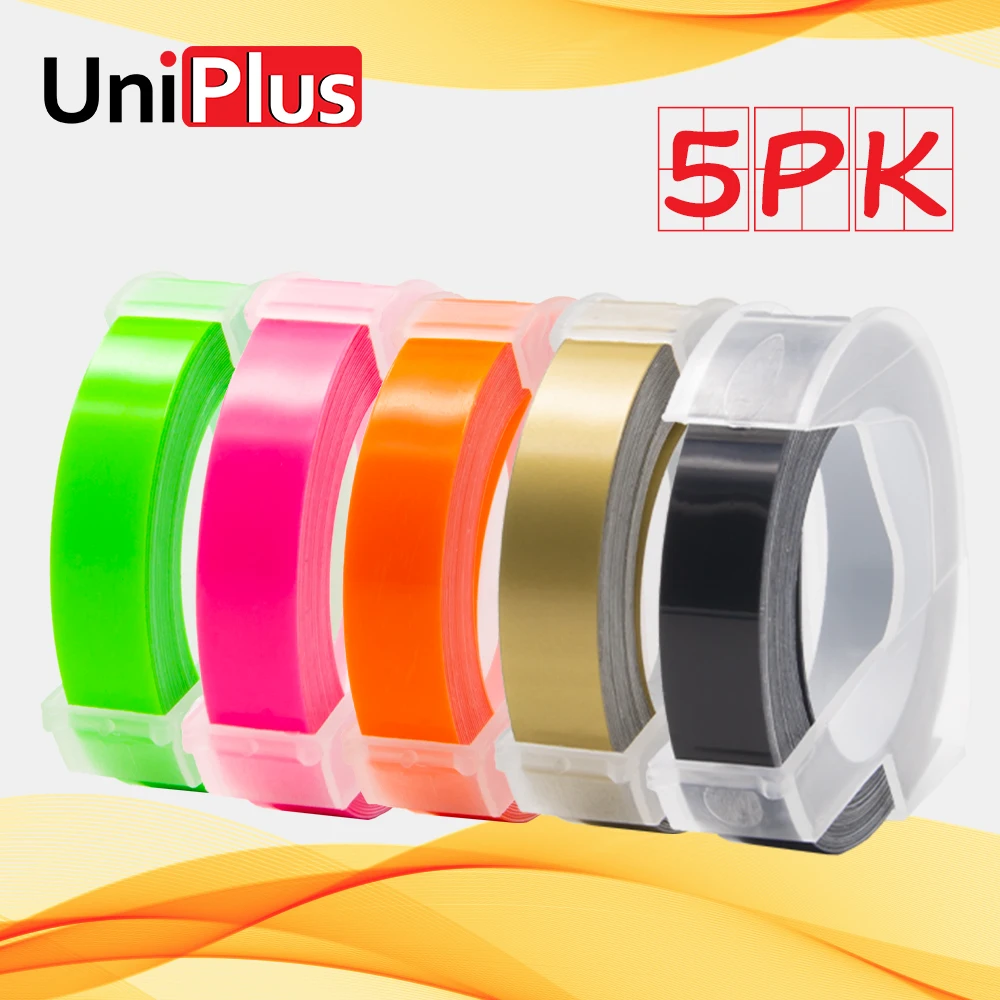 

UniPlus совместимый с DYMO, 3D тиснение, этикетка, лента, пластик, ПВХ, 9 мм, красочная этикетка для телефона, компьютера, офиса, Mate 1880