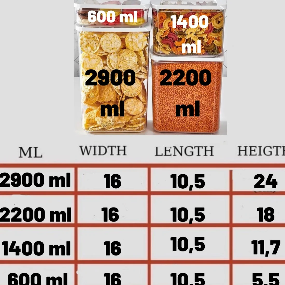 

16 adet Food Storage Box Plastic Clear Container Set with Pour Lids Kitchen Storage Bottles Jars Dried Grains Tank