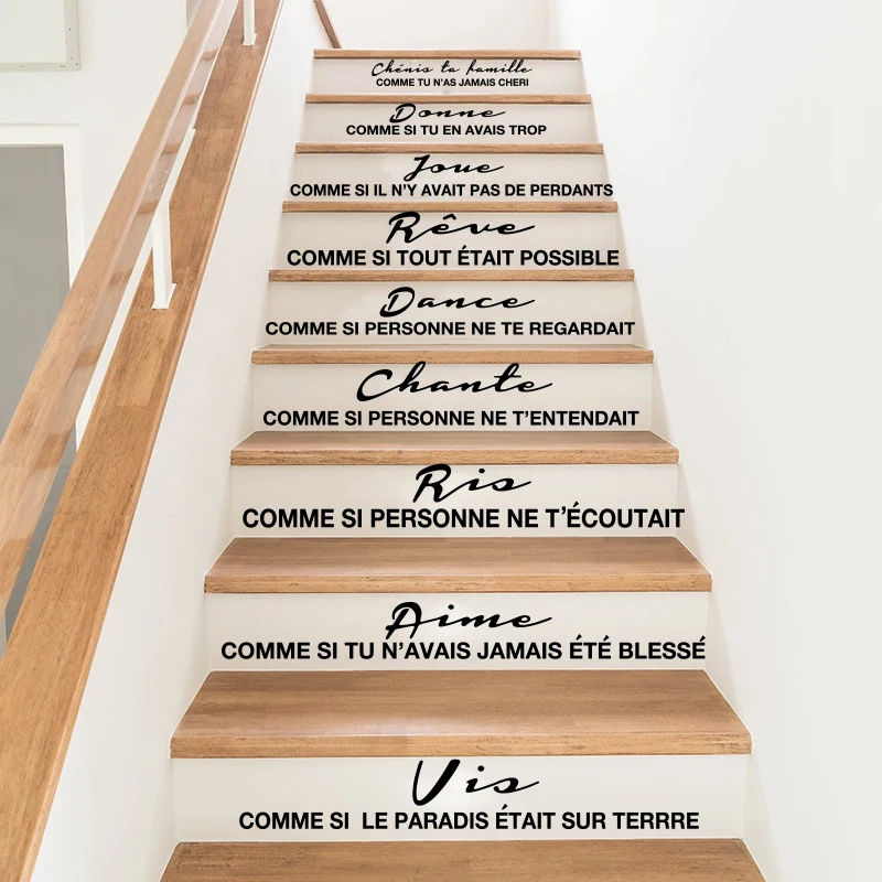 

French Stair Staircase Stickers Cheris Ta Famille French Quote Cherish Your Family Floor Stair Decal Vinyl Home Decor