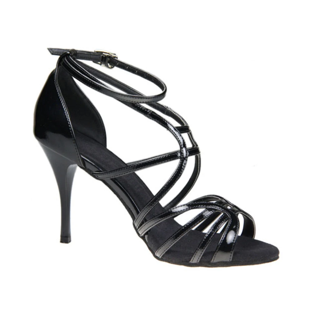 

Black argentina tango salsa sandal Soft Sole Kizomba samba 9cm high thin heel dance shoes