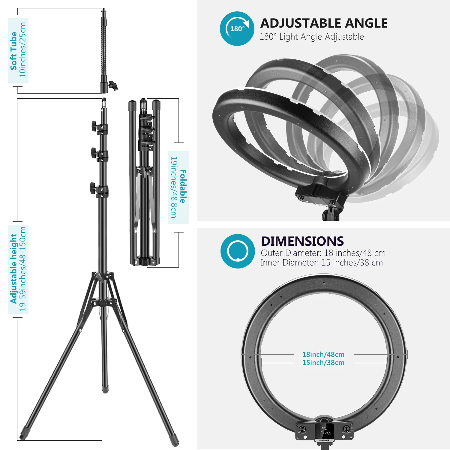 Neewer 18-inch Rgb Ring Light With Stand, Dimmable Bi-color Cri 97+ Led  Ring Light With 0-360 Full Color For Makeup/vlog/youtube - Photographic  Lighting - AliExpress