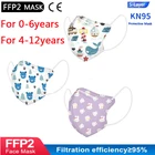 10 шт. 6 цветов Ffp2mask Дети Kn95 ткань маска Mascarilla 0-6 От 4 до 12 лет ребенок Ffp2 маски Защитная маска маски