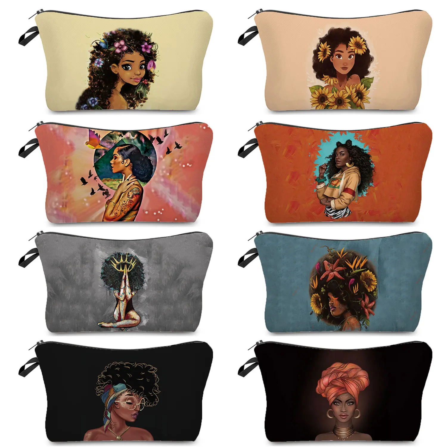 

Painting Designer Black African Girl Printed Cosmetic Bags Women Casual Makeup Bags Teenager Girls Storage Bag Custom Pattern