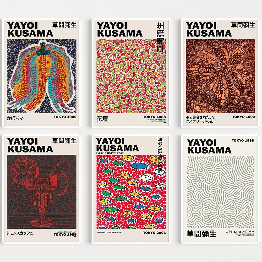 

Yayoi Kusama Prints Gallery Wall Exhibition Art Poster Museum Canvas Painting Retro Abstract Pictures For Livingroom Home Decor