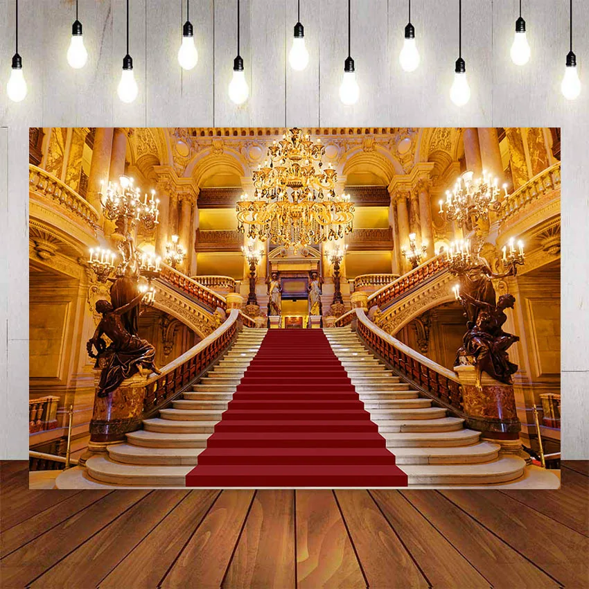 Photography Background Nred Carpet Palace Luxury Vintage Building Crystal Light Candle for Photo Studio Photocall Prop | Электроника