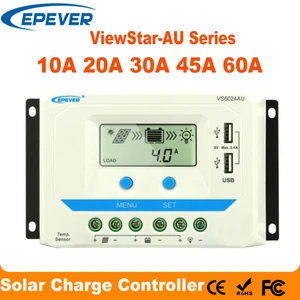 EPever 60A 45A 30A 20A 10A контроллер солнечного зарядного устройства 12 В 24 В автоматическая подсветка ЖК-Солнечная Панель Регулятор двойной USB видовая звезда-серия AU