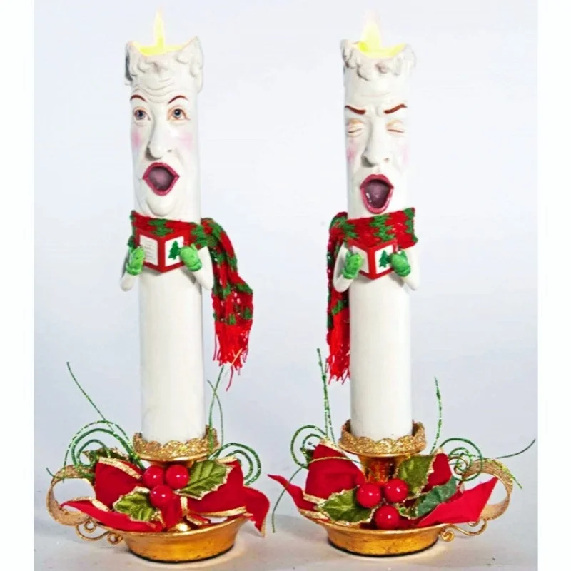 2 PCS Caroling Christmas Lovely Face Candles Holiday Celebration Home Decoration Merry Funny Decor | Дом и сад