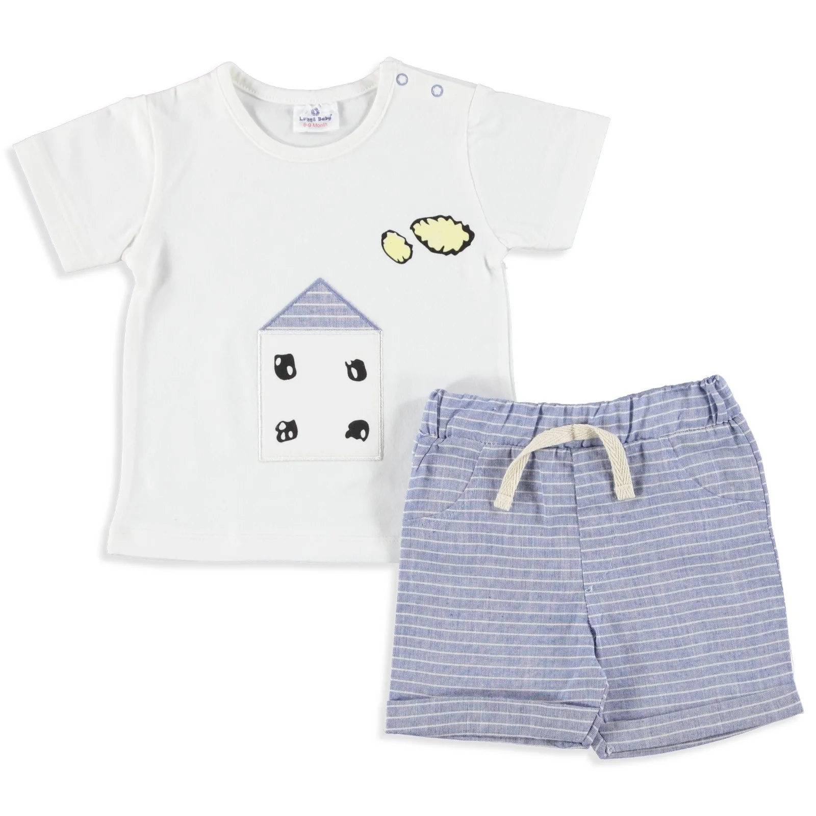 Домашняя футболка для маленьких мальчиков ebebek Luggi комплект с шортами| |