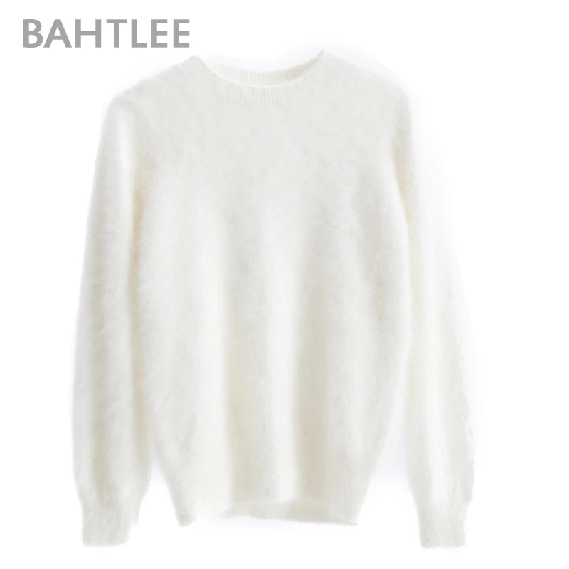 Женский пуловер из ангоры BAHTLEE однотонный вязаный шерстяной джемпер с длинными