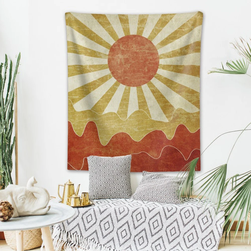 

Vintage Sunrise Sunset Tapestry Retro 70s Sun Minimal Geometric Abstract Art Print Boho Wall Hanging Bohemian Decor Dorm Living