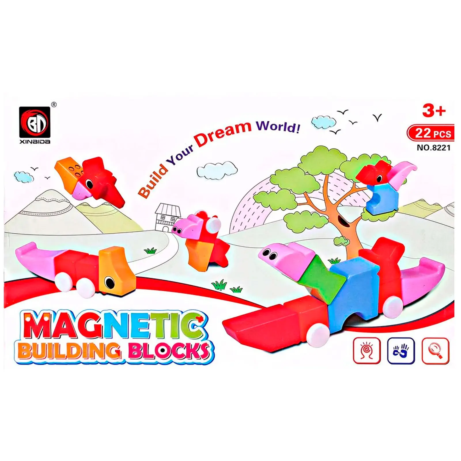Магнитные блоки 3D паззл 22 детали (упаковка 40*25 см) TOTO-013 | Игрушки и хобби