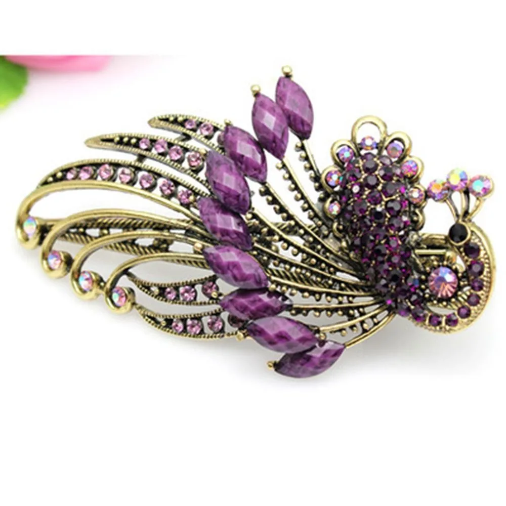 Милые Винтажные заколки для волос с кристаллами Павлина Волос Пончик Стиль