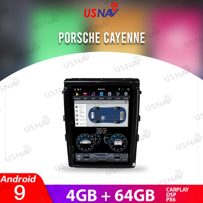 

Автомобильный DVD-плеер USNAV, стерео-система на Android 10,4, с GPS, для Porsche Cayenne 9,0-2010, 2016 дюйма, PX6