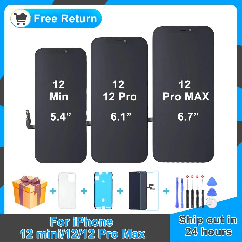 Pantalla LCD de calidad AAAA Incell, montaje de digitalizador con pantalla t&aacute;ctil para iPhone 12mini 12 Pro Max Truetone, compatible con regalo-0