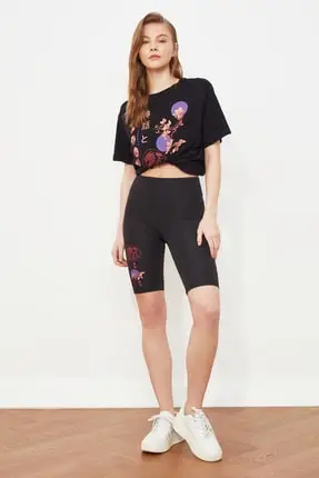 

Black Printed Biker Sports Leggings