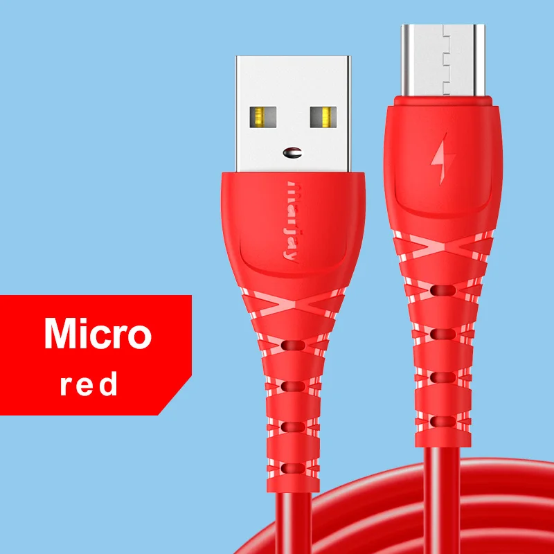 1PCS Red Micro Marjay 2.4A Micro USB Cable 3M 2m Fast Charging Charger Cable For Samsung S7 Xiaomi Redmi Note 5 7 Pro Tablet Mobile Phone Cord - Цвет: 1PCS Red Micro
