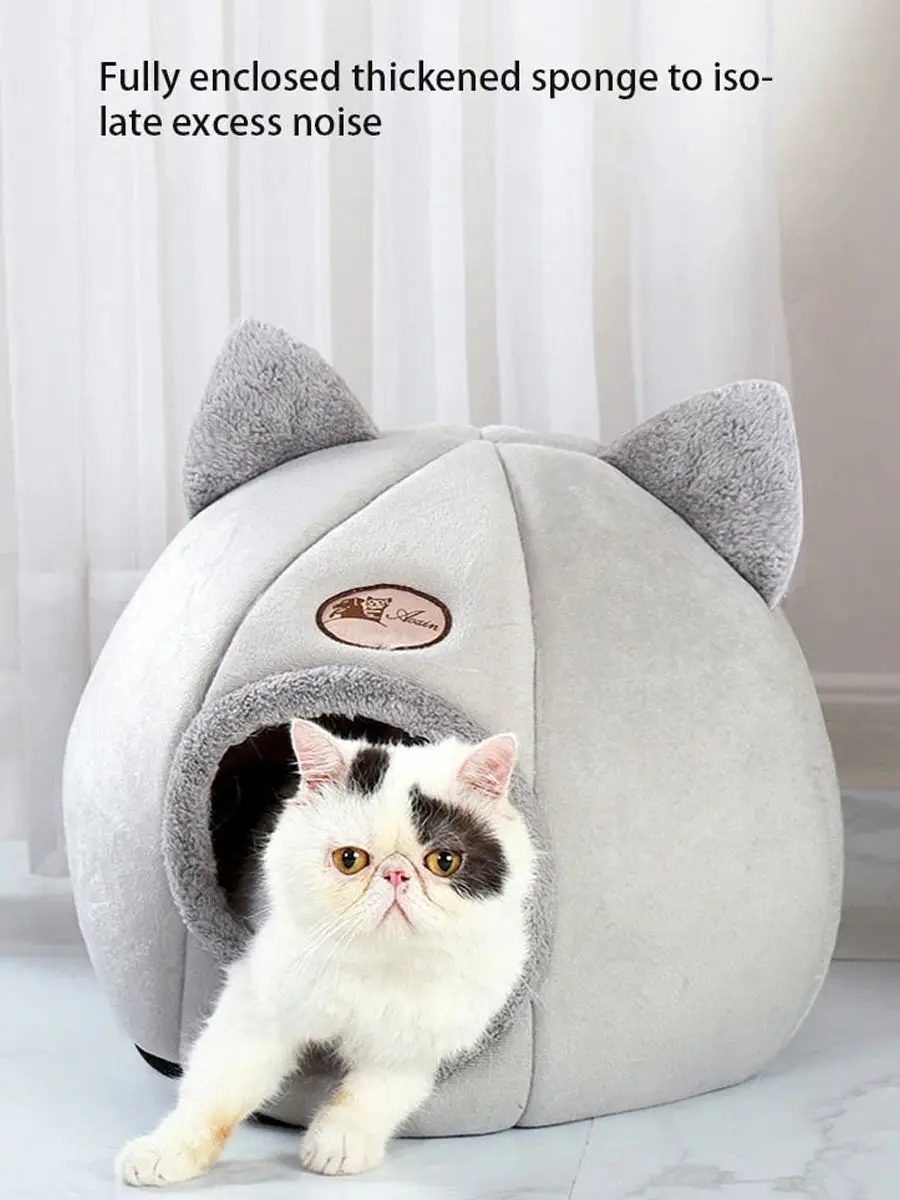 

Cat Bed Comfortable Winter Little Mat Basket Small Dog House With Mattress Pets Tent Cat Deep Sleeping Bed With Cave Design