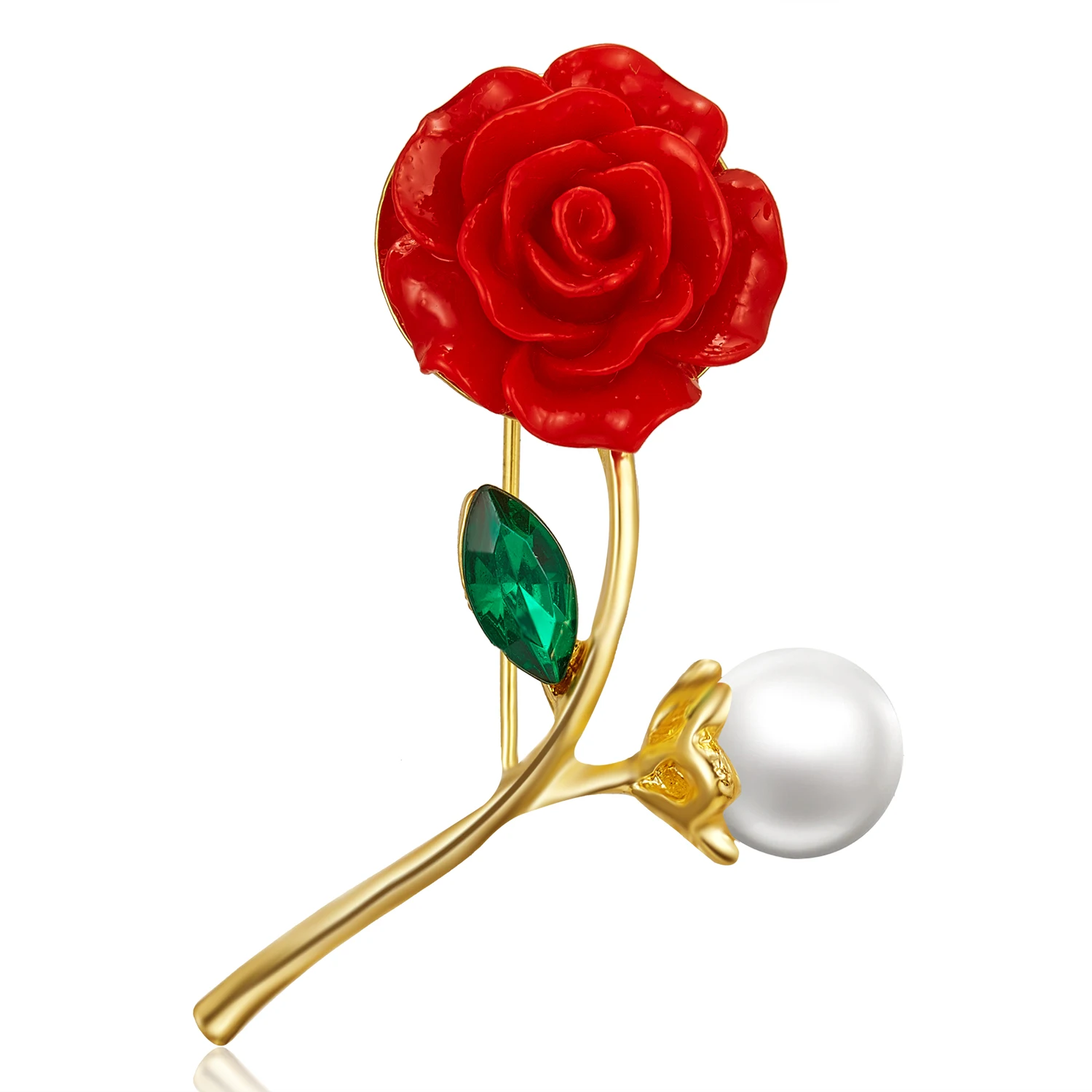 

Vintage Red Rose Flower Brooches Elegant Pearl Tulip Enamel Pins Flowers Wedding Banquet Brooch For Women Lady Fashion Jewelry