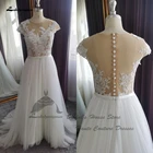 Женское богемное свадебное платье, длинное пляжное платье из белого тюля с короткими рукавами и кружевной шапкой, лето 2022
