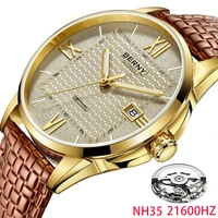 automatic watch for men sapphire luxury mechanical wristwatch luminous hands nh35 21600hz dress clock great wall of china design