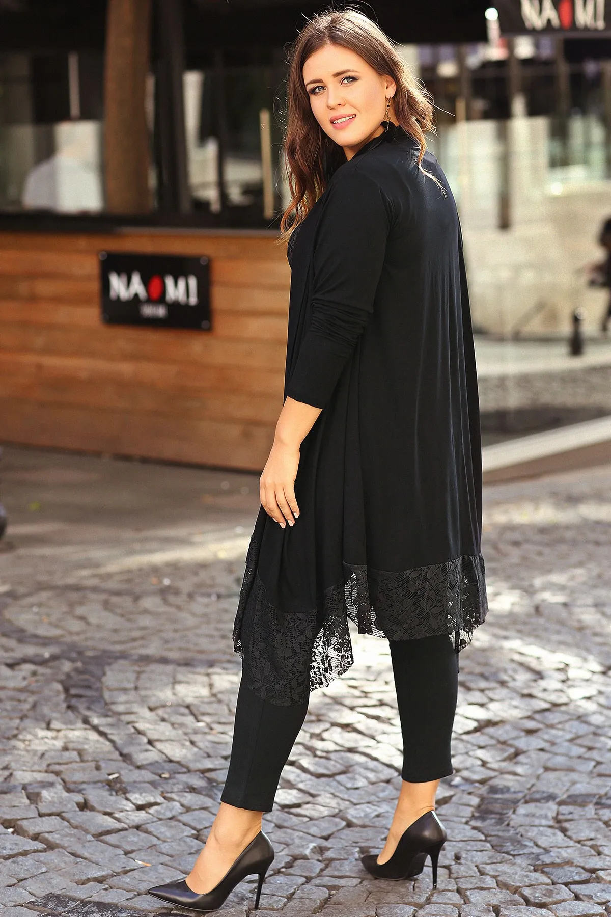 New Season Fashion Plus Size Lace Detailed Long Slevee Cardigan Natural Viscose Soft Elastic Fabric