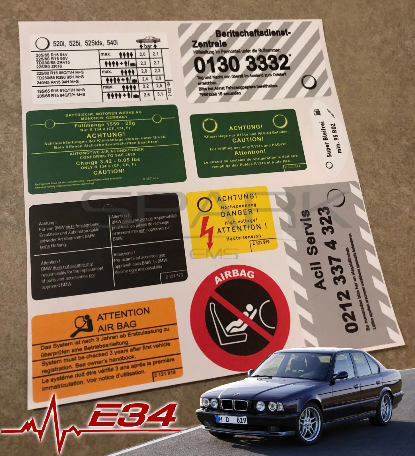 

E34 Decal Sticker Label Front Kidney emblem for E34 520 525 528 530 540 520i 525i 528i 530i 540i Decal sticker Label