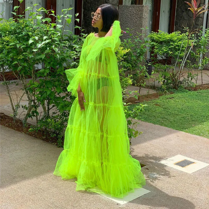 Женский купальник бикини прозрачное Сетчатое Макси-платье с длинными