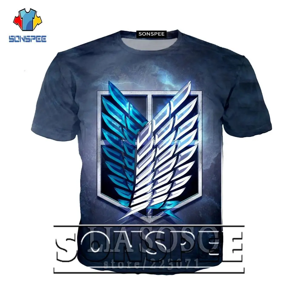 Футболка Мужская/женская с 3D принтом из аниме атака на Титанов Топ в стиле