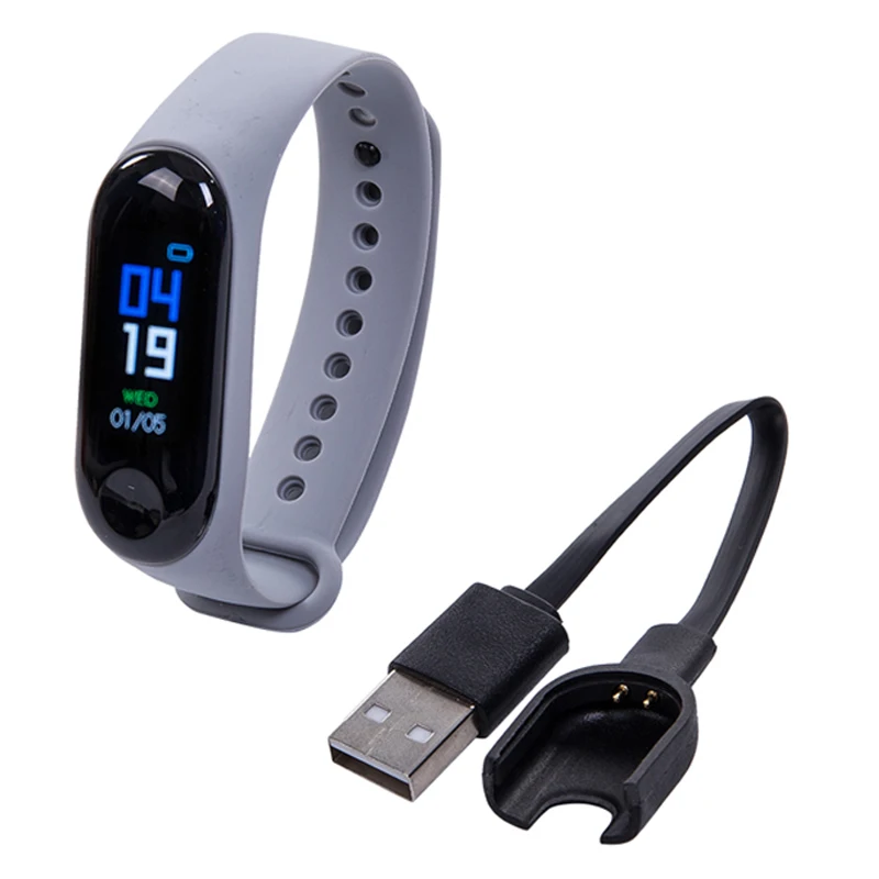 Серый Miband, 4 стиля, спортивный фитнес-трекер, M3, Смарт-часы, браслет для здоровья, браслет, кровяное давление, сердечный ритм, напоминание, умные часы - Цвет: Серый