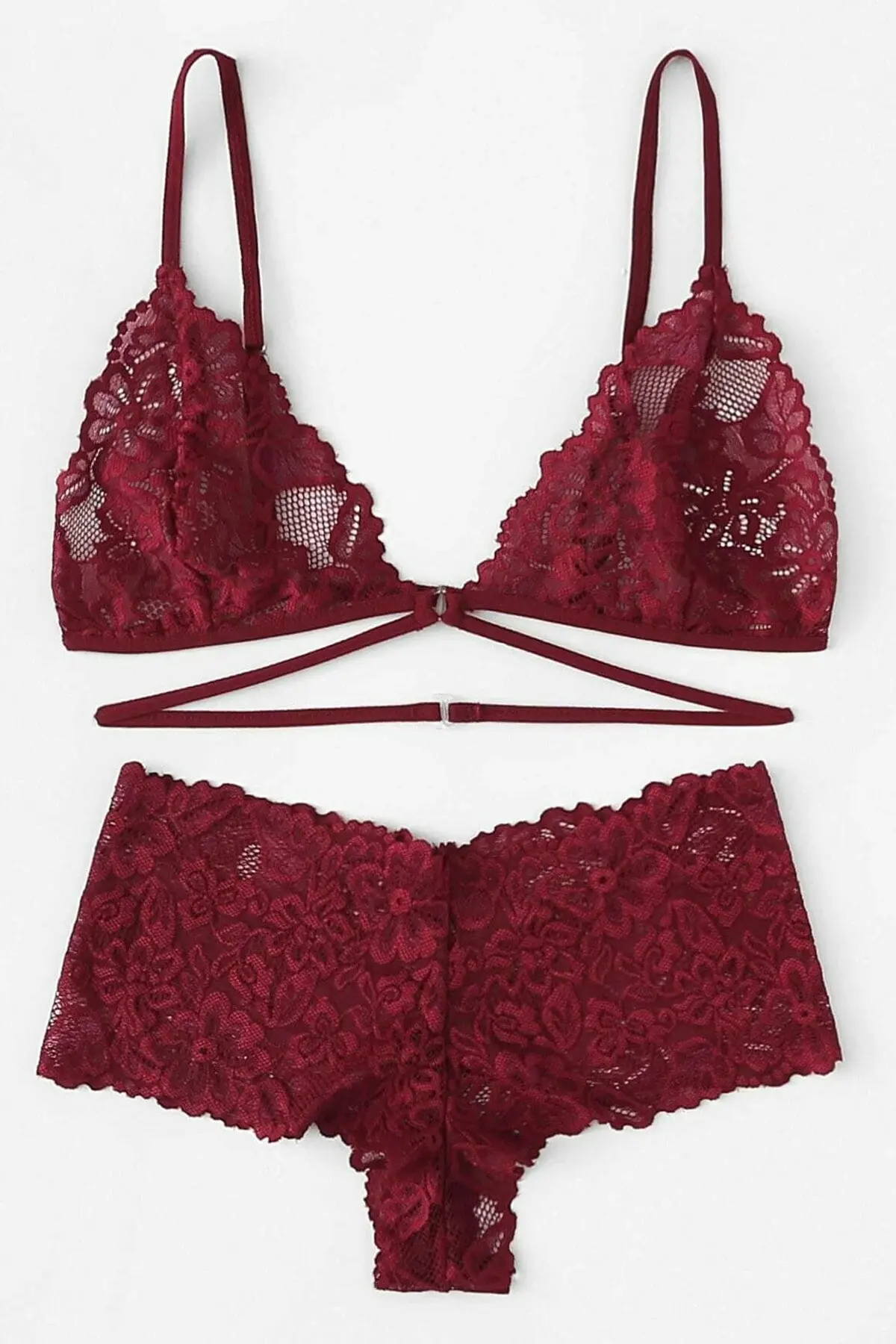 LOOK FOR YOUR WONDERFUL NIGHTS WITH ITS STUNNING COLOR Women's Claret Red Special Stylish Bra Panty Set  FREE SHIPPING