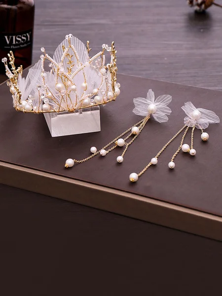 Модный свадебный ювелирный набор цветок красивый металл диадема и серьги