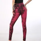 Женские спортивные облегающие штаны для бега Фитнеса Йоги Эластичные Обтягивающие джинсы с принтом имитация денима Бесшовные Джинсовые укороченные брюки