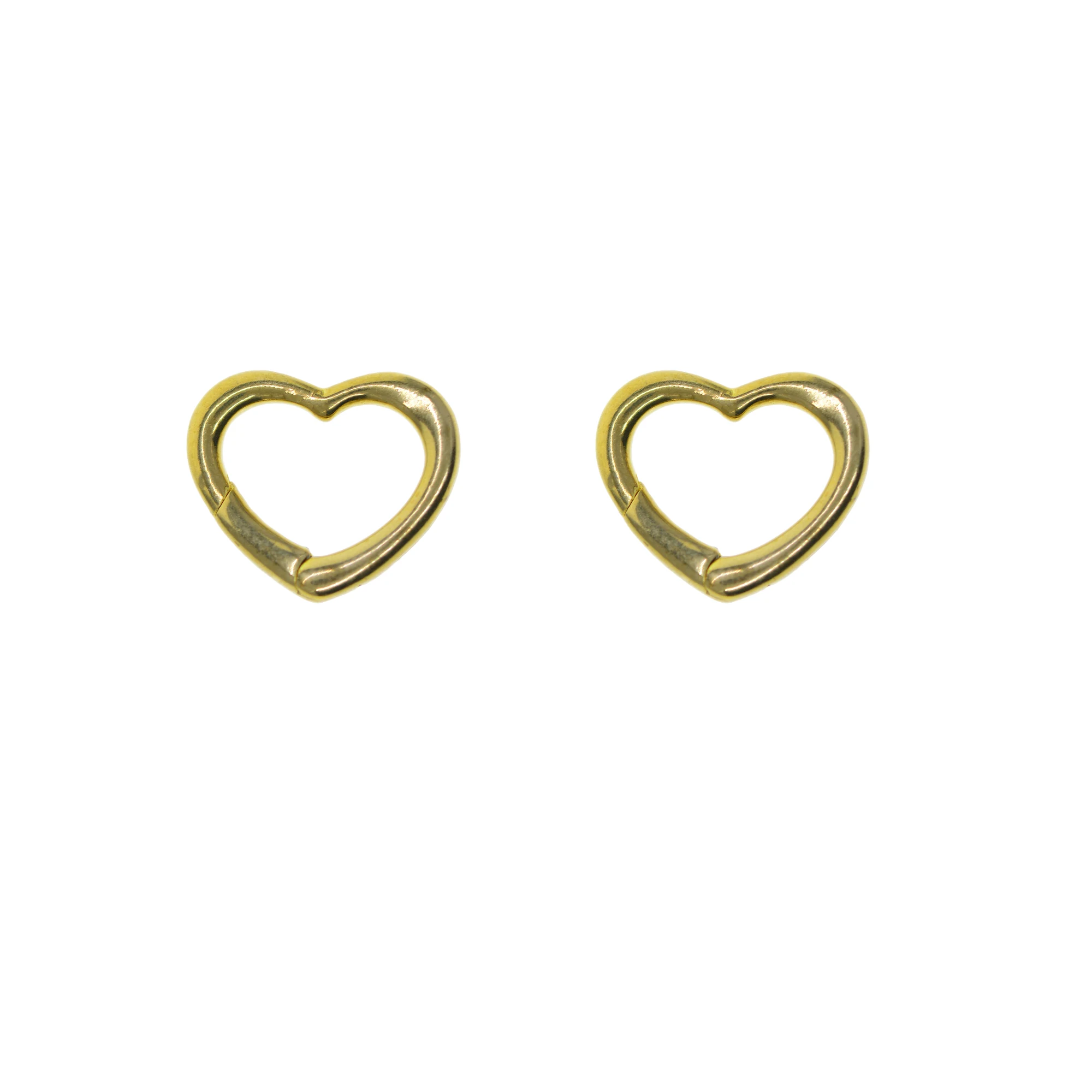 

2pcs Korea small mini 16mm 0.6inch Fine Solid Brass heart snap spring hook clasp jewelry DIY Accessory